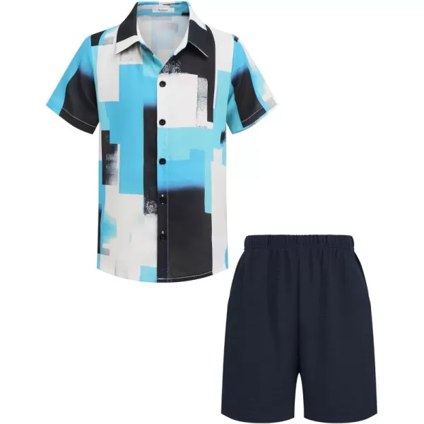 Arshiner Boys 2 Piece Outfits Hawaiian Shorts Sets Button Down Shirt and Shorts Summer Beach Clothes for 4~12 Years
