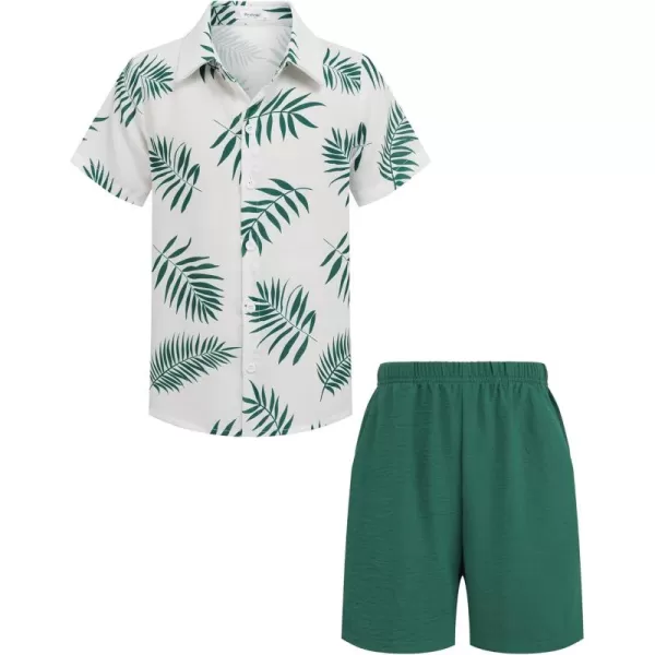 Arshiner Boys 2 Piece Outfits Hawaiian Shorts Sets Button Down Shirt and Shorts Summer Beach Clothes for 4~12 Years