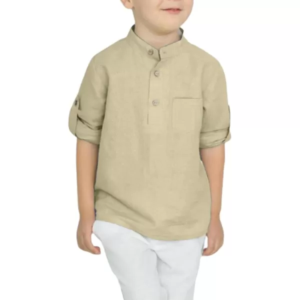 Arshiner Boys Cotton Linen Henley Shirt Button Down Shirt Long Sleeve T Shirt Beach Shirt Tee Casual Solid Tops