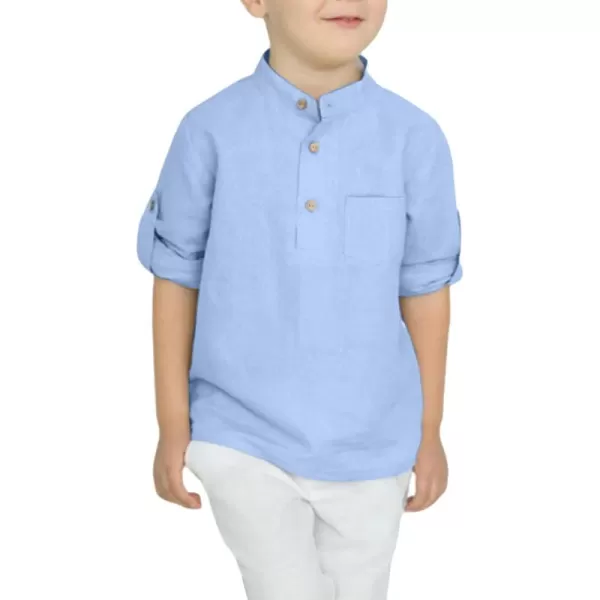 Arshiner Boys Cotton Linen Henley Shirt Button Down Shirt Long Sleeve T Shirt Beach Shirt Tee Casual Solid Tops