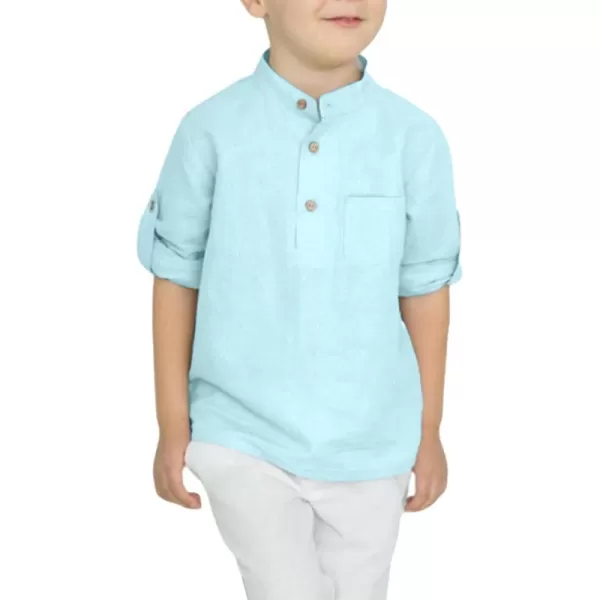 Arshiner Boys Cotton Linen Henley Shirt Button Down Shirt Long Sleeve T Shirt Beach Shirt Tee Casual Solid Tops