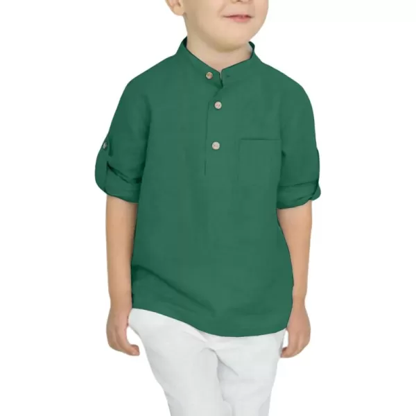 Arshiner Boys Cotton Linen Henley Shirt Button Down Shirt Long Sleeve T Shirt Beach Shirt Tee Casual Solid Tops