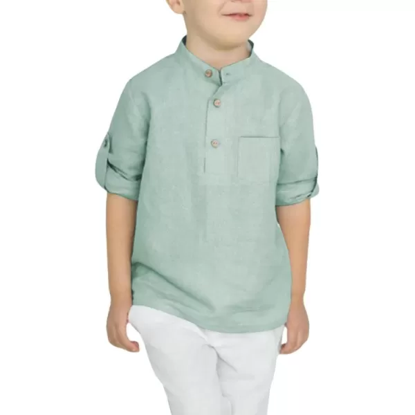 Arshiner Boys Cotton Linen Henley Shirt Button Down Shirt Long Sleeve T Shirt Beach Shirt Tee Casual Solid Tops