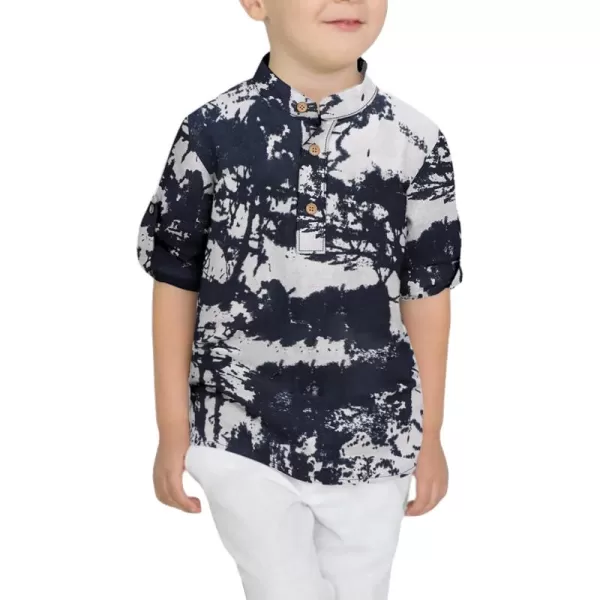 Arshiner Boys Cotton Linen Henley Shirt Button Down Shirt Long Sleeve T Shirt Beach Shirt Tee Casual Solid Tops