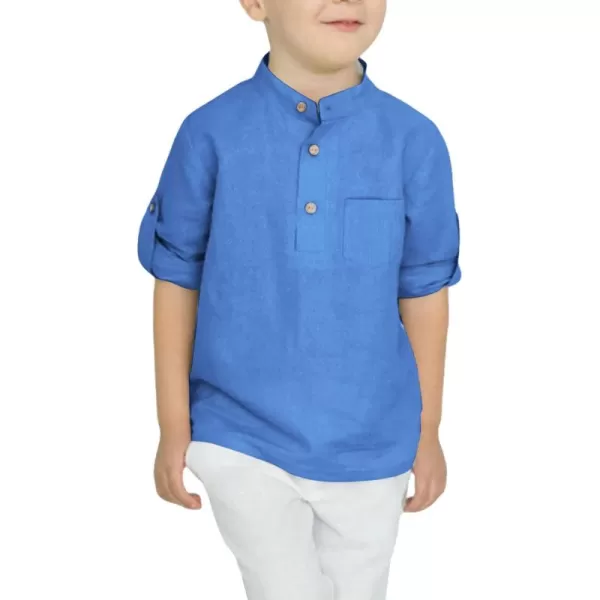Arshiner Boys Cotton Linen Henley Shirt Button Down Shirt Long Sleeve T Shirt Beach Shirt Tee Casual Solid Tops
