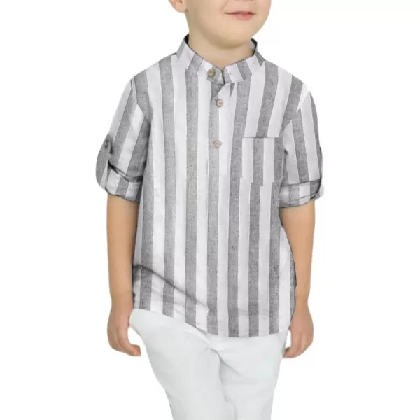 Arshiner Boys Cotton Linen Henley Shirt Button Down Shirt Long Sleeve T Shirt Beach Shirt Tee Casual Solid Tops