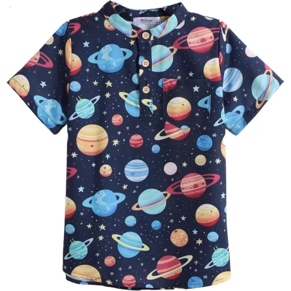 Arshiner Boys Linen Shirt Button Down Henley Short Sleeve Casual Dress Summer Beach T Shirts Top with One Pocket