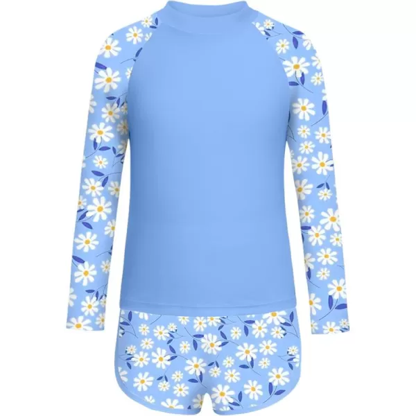 Arshiner Girls 2 Pieces Rash Guard Swimsuit Long Sleeve Summer Bathing Suit Beach Surf Tankini Swimwear for 6-14Y
