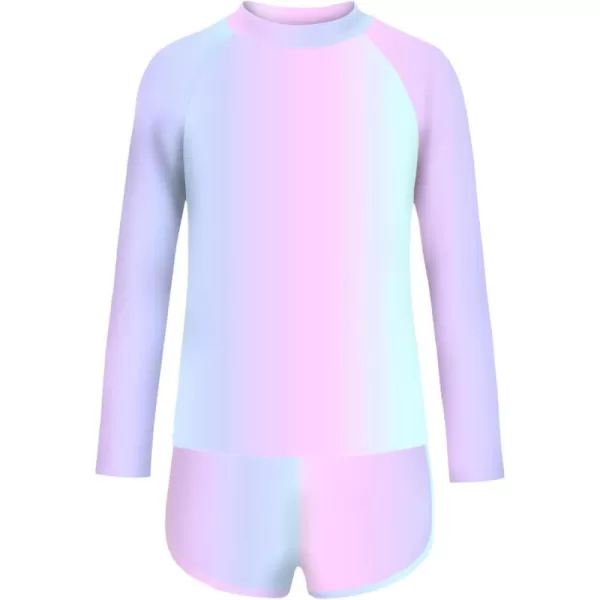 Arshiner Girls 2 Pieces Rash Guard Swimsuit Long Sleeve Summer Bathing Suit Beach Surf Tankini Swimwear for 6-14Y