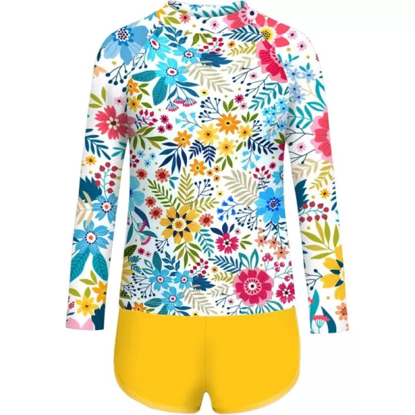 Arshiner Girls 2 Pieces Rash Guard Swimsuit Long Sleeve Summer Bathing Suit Beach Surf Tankini Swimwear for 6-14Y
