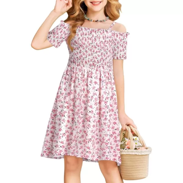 Arshiner Girls Casual Summer Floral Sleeveless Sundress Holiday Cami Dress