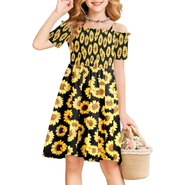 Arshiner Girls Casual Summer Floral Sleeveless Sundress Holiday Cami Dress