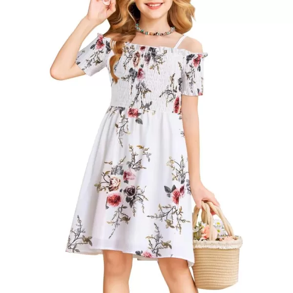 Arshiner Girls Casual Summer Floral Sleeveless Sundress Holiday Cami Dress