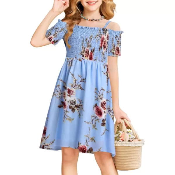 Arshiner Girls Casual Summer Floral Sleeveless Sundress Holiday Cami Dress