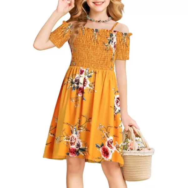 Arshiner Girls Casual Summer Floral Sleeveless Sundress Holiday Cami Dress