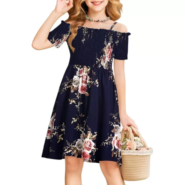 Arshiner Girls Casual Summer Floral Sleeveless Sundress Holiday Cami Dress