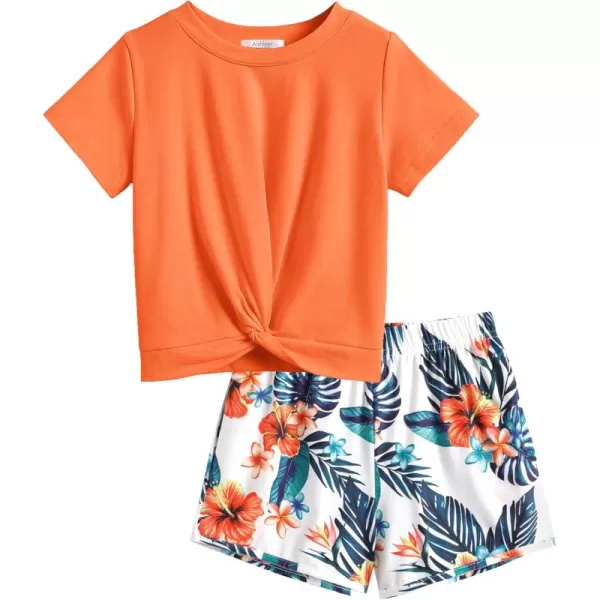 Arshiner Girls Clothing Sets Twist Front Top and Shorts 2 Piece Outfits Activewear Tracksuit 3-14 Year