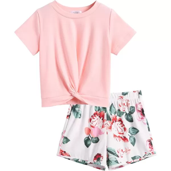 Arshiner Girls Clothing Sets Twist Front Top and Shorts 2 Piece Outfits Activewear Tracksuit 3-14 Year