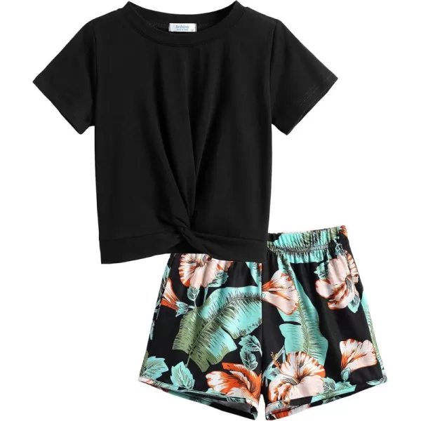 Arshiner Girls Clothing Sets Twist Front Top and Shorts 2 Piece Outfits Activewear Tracksuit 3-14 Year