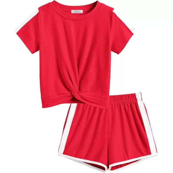Arshiner Girls Clothing Sets Twist Front Top and Shorts 2 Piece Outfits Activewear Tracksuit 3-14 Year