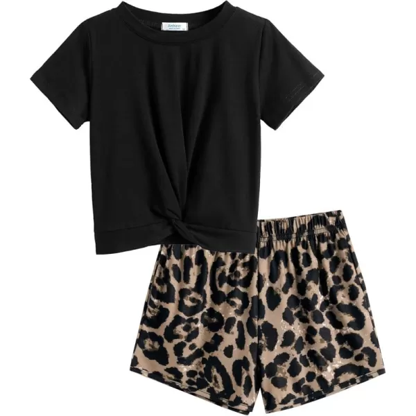 Arshiner Girls Clothing Sets Twist Front Top and Shorts 2 Piece Outfits Activewear Tracksuit 3-14 Year
