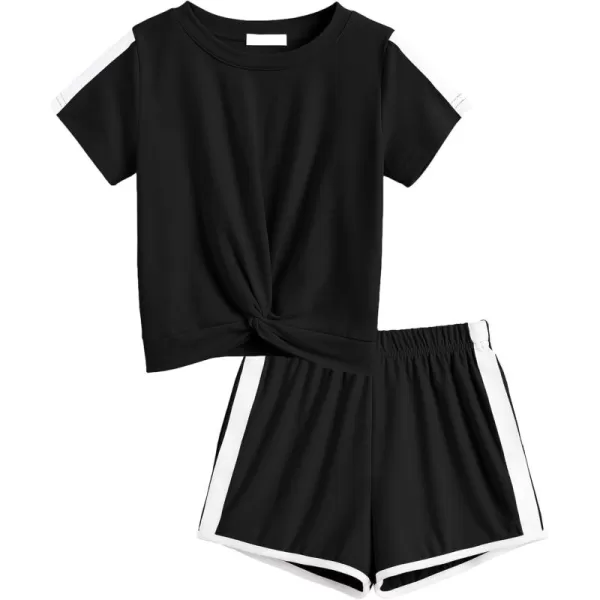Arshiner Girls Clothing Sets Twist Front Top and Shorts 2 Piece Outfits Activewear Tracksuit 3-14 Year