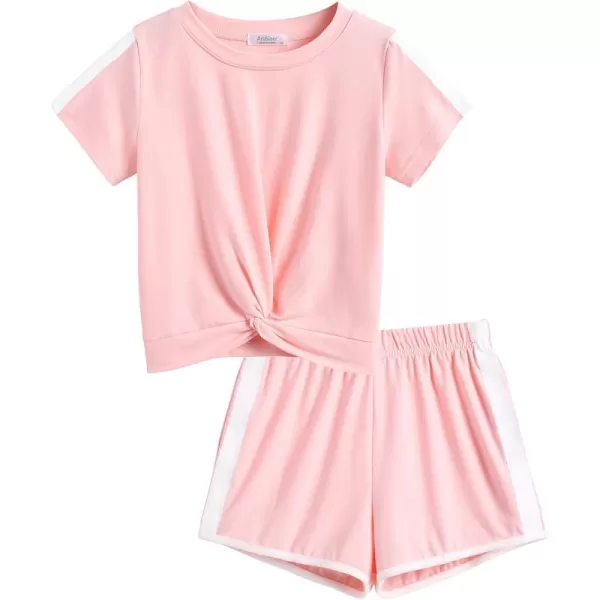 Arshiner Girls Clothing Sets Twist Front Top and Shorts 2 Piece Outfits Activewear Tracksuit 3-14 Year