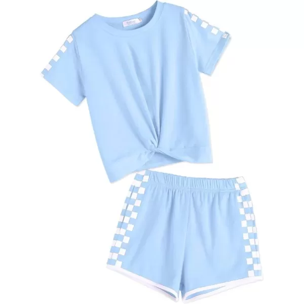 Arshiner Girls Clothing Sets Twist Front Top and Shorts 2 Piece Outfits Activewear Tracksuit 3-14 Year