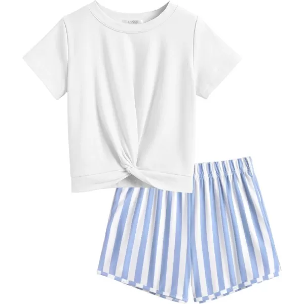 Arshiner Girls Clothing Sets Twist Front Top and Shorts 2 Piece Outfits Activewear Tracksuit 3-14 Year