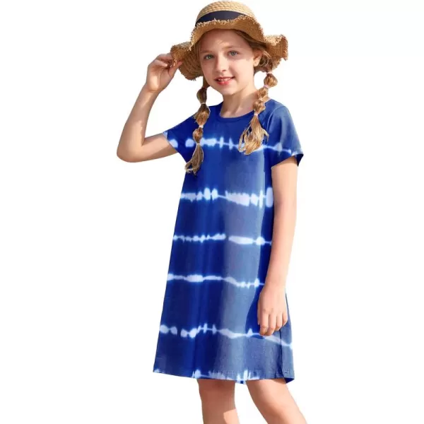 Arshiner Girls Dress Kids Short Sleeve Solid Color Casual T-Shirt Dress