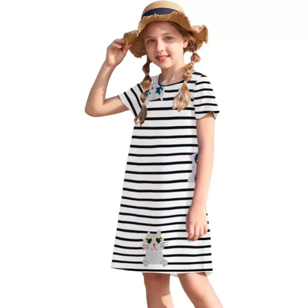 Arshiner Girls Dress Kids Short Sleeve Solid Color Casual T-Shirt Dress