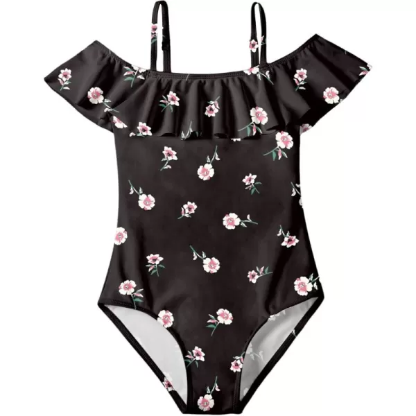 Arshiner Girls One Piece Swimsuits Ruffle Bathing SuitsTeen Girl Off Shoulder Swimwear4-12 Years