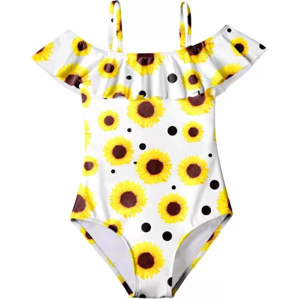 Arshiner Girls One Piece Swimsuits Ruffle Bathing SuitsTeen Girl Off Shoulder Swimwear4-12 Years