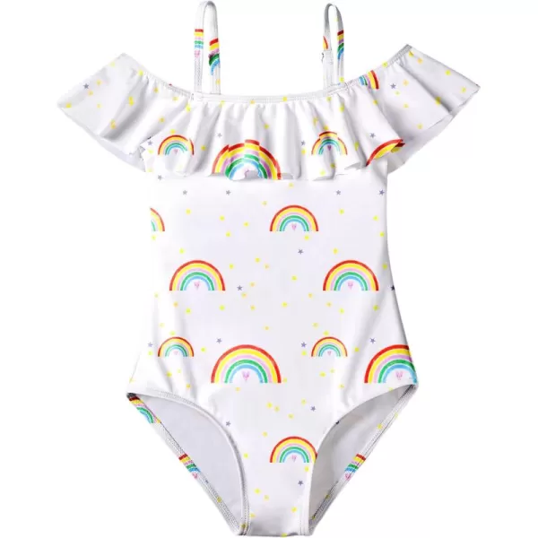 Arshiner Girls One Piece Swimsuits Ruffle Bathing SuitsTeen Girl Off Shoulder Swimwear4-12 Years