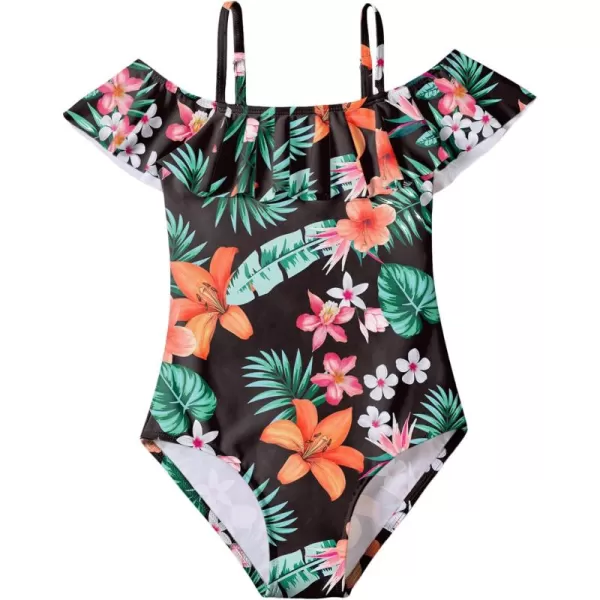 Arshiner Girls One Piece Swimsuits Ruffle Bathing SuitsTeen Girl Off Shoulder Swimwear4-12 Years