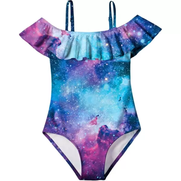 Arshiner Girls One Piece Swimsuits Ruffle Bathing SuitsTeen Girl Off Shoulder Swimwear4-12 Years