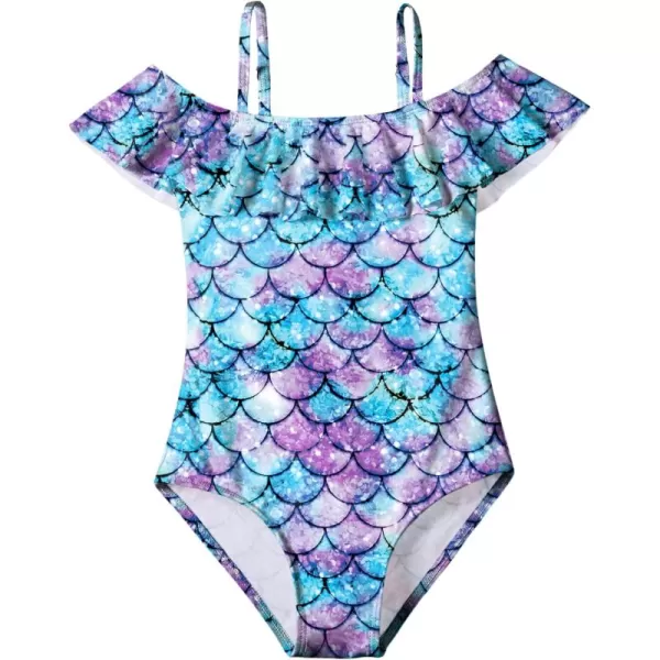 Arshiner Girls One Piece Swimsuits Ruffle Bathing SuitsTeen Girl Off Shoulder Swimwear4-12 Years