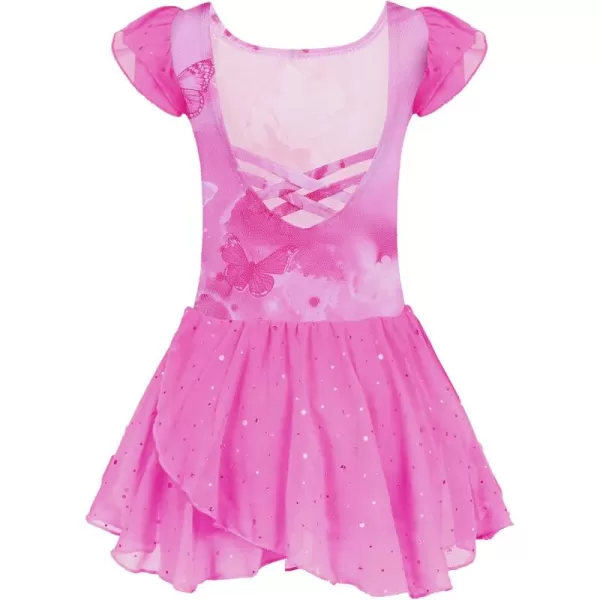 Arshiner Girls Ruffle Sleeve Ballet Dance Dress Tutu Skirted Leotard