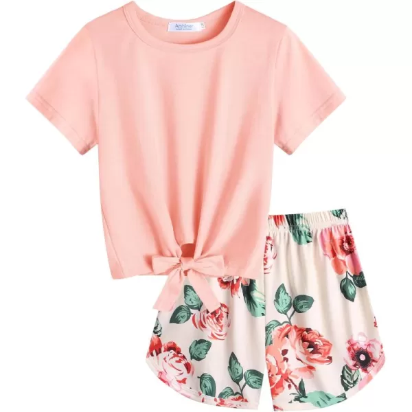 Arshiner Girls Summer Shorts Set Kids 2Pcs Tie Dye Sport T-Shirt and Shorts Set Floral Print Clothing Sets