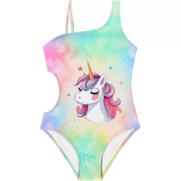 Arshiner Girls Swimsuit Cutout One Piece Swimsuits One Shoulder Bathing Suit Cute Swimwear for 6-14 Years