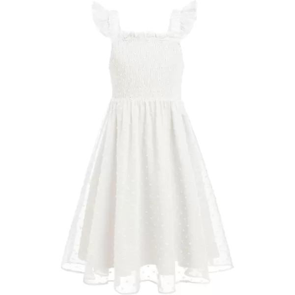 Arshiner Girls Swiss Dot Dress Sleeveless Ruffle Trim Flowy Cute Girly Sundress for 4-13 Years