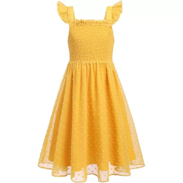 Arshiner Girls Swiss Dot Dress Sleeveless Ruffle Trim Flowy Cute Girly Sundress for 4-13 Years
