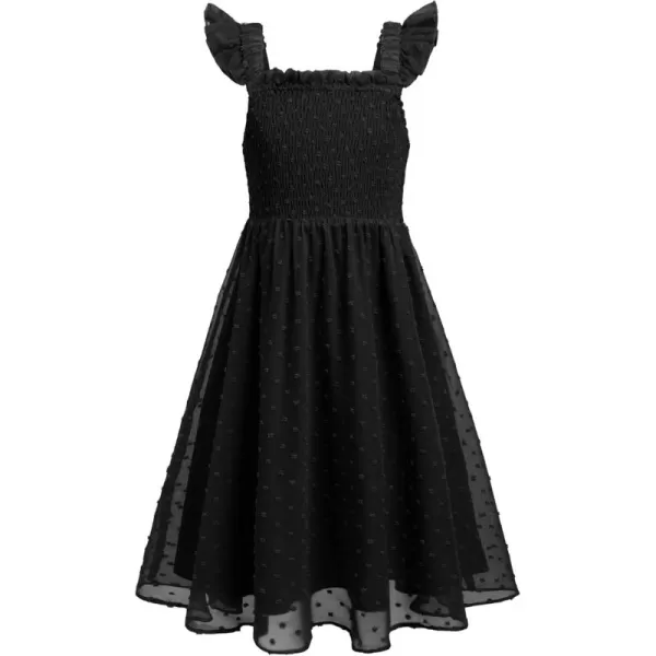 Arshiner Girls Swiss Dot Dress Sleeveless Ruffle Trim Flowy Cute Girly Sundress for 4-13 Years