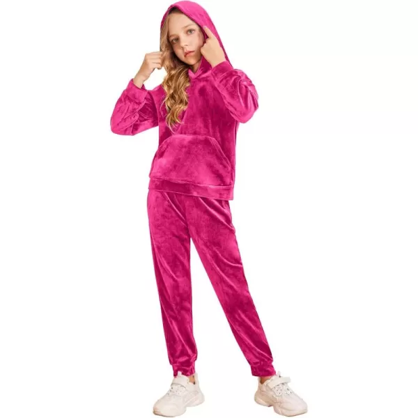 Arshiner Girls Velour 2 Pieces Tracksuits Outfits Athletic Hoodies Sweatshirts and Sweatpants Athletic Clothing Sets