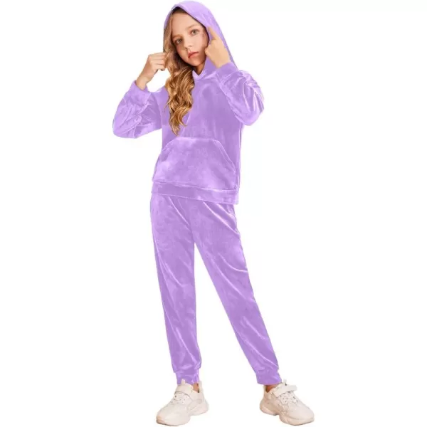 Arshiner Girls Velour 2 Pieces Tracksuits Outfits Athletic Hoodies Sweatshirts and Sweatpants Athletic Clothing Sets