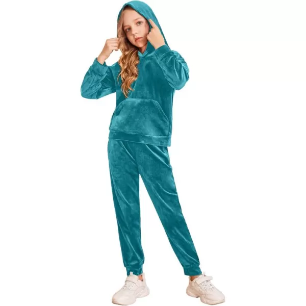 Arshiner Girls Velour 2 Pieces Tracksuits Outfits Athletic Hoodies Sweatshirts and Sweatpants Athletic Clothing Sets