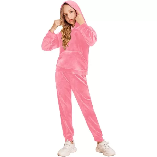 Arshiner Girls Velour 2 Pieces Tracksuits Outfits Athletic Hoodies Sweatshirts and Sweatpants Athletic Clothing Sets
