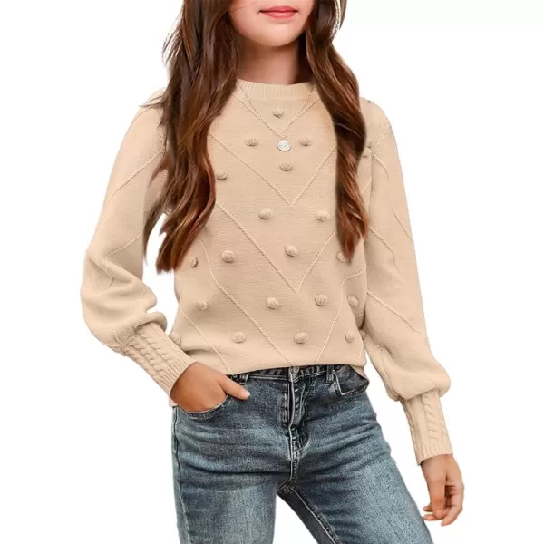 Arshiner Kid Girls Crew Neck Lantern Sleeve Sweater Cute Jumper Top Pullover Outwear 5-13 Years