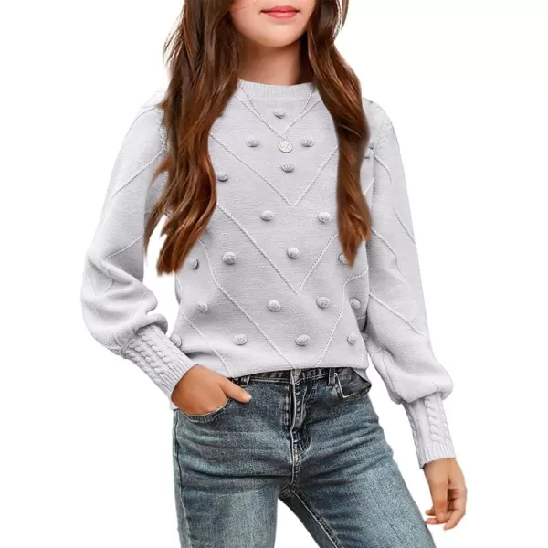 Arshiner Kid Girls Crew Neck Lantern Sleeve Sweater Cute Jumper Top Pullover Outwear 5-13 Years