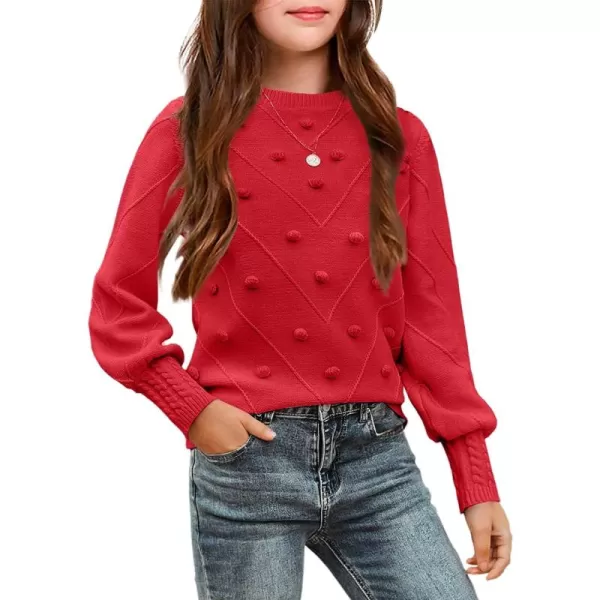 Arshiner Kid Girls Crew Neck Lantern Sleeve Sweater Cute Jumper Top Pullover Outwear 5-13 Years
